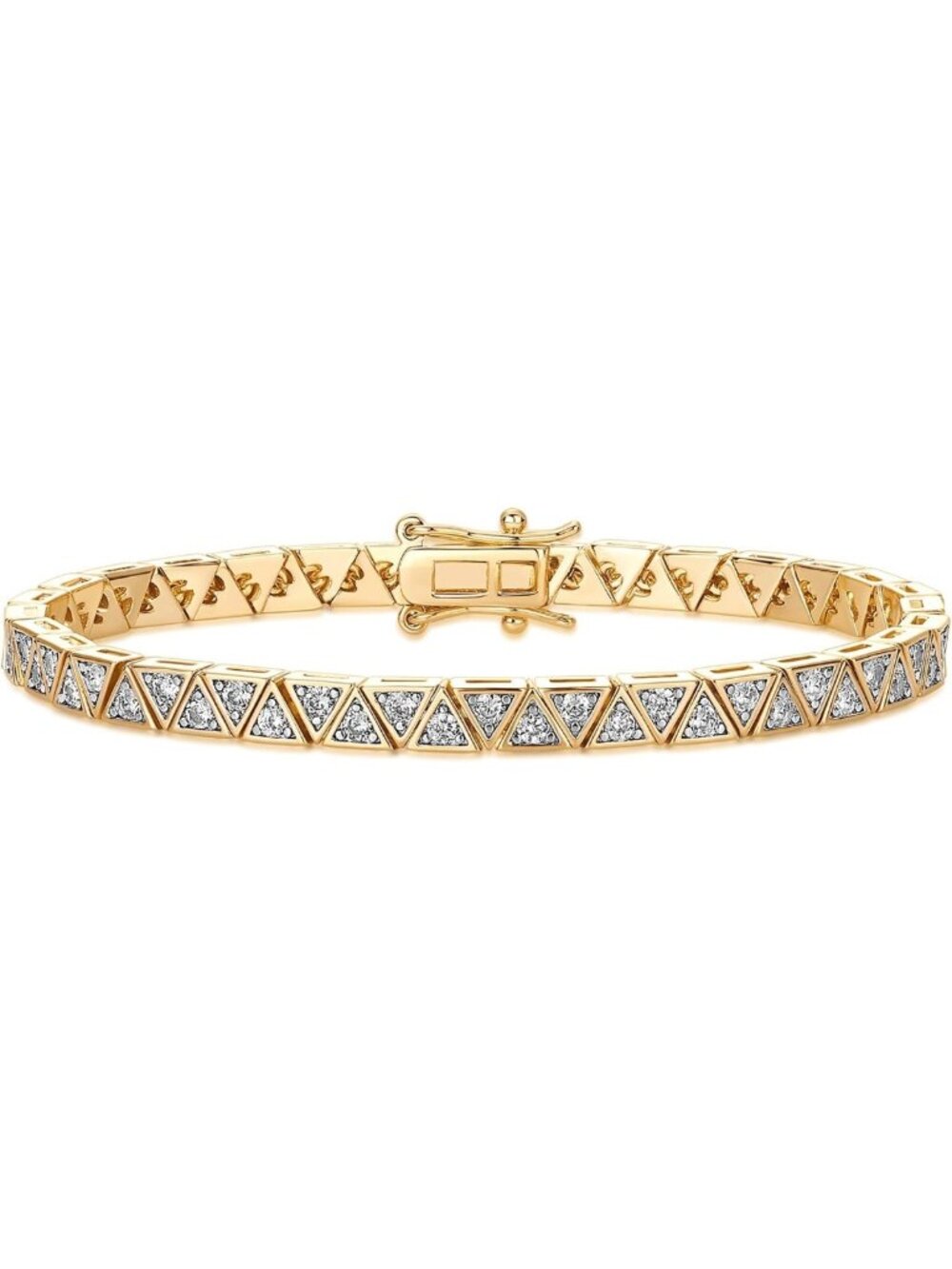 14K Gold Plated Women's Tennis Bracelet, Bezel Set CZ Sparkle Jewelry